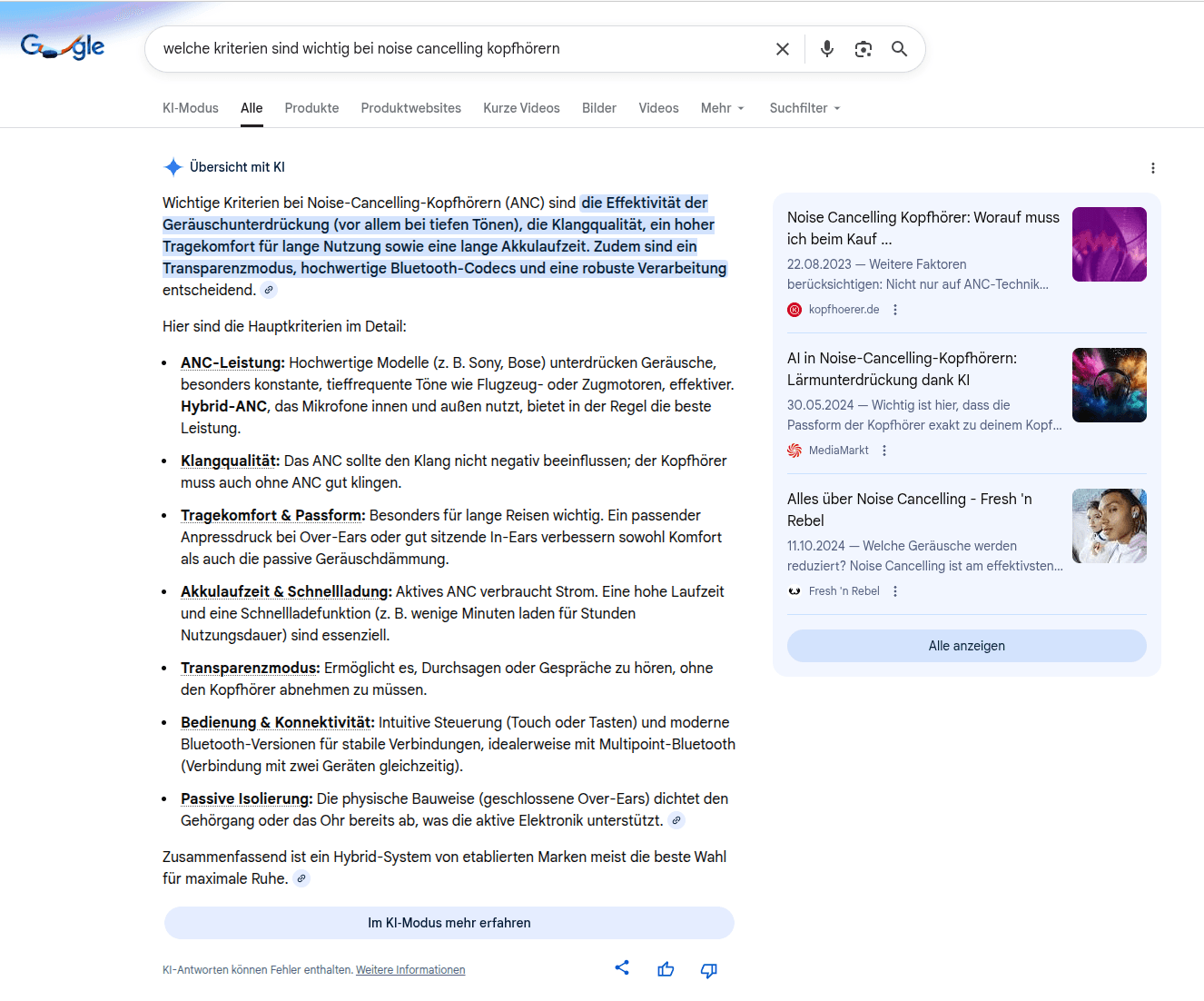 AI Overview Beispiel E-Commerce
