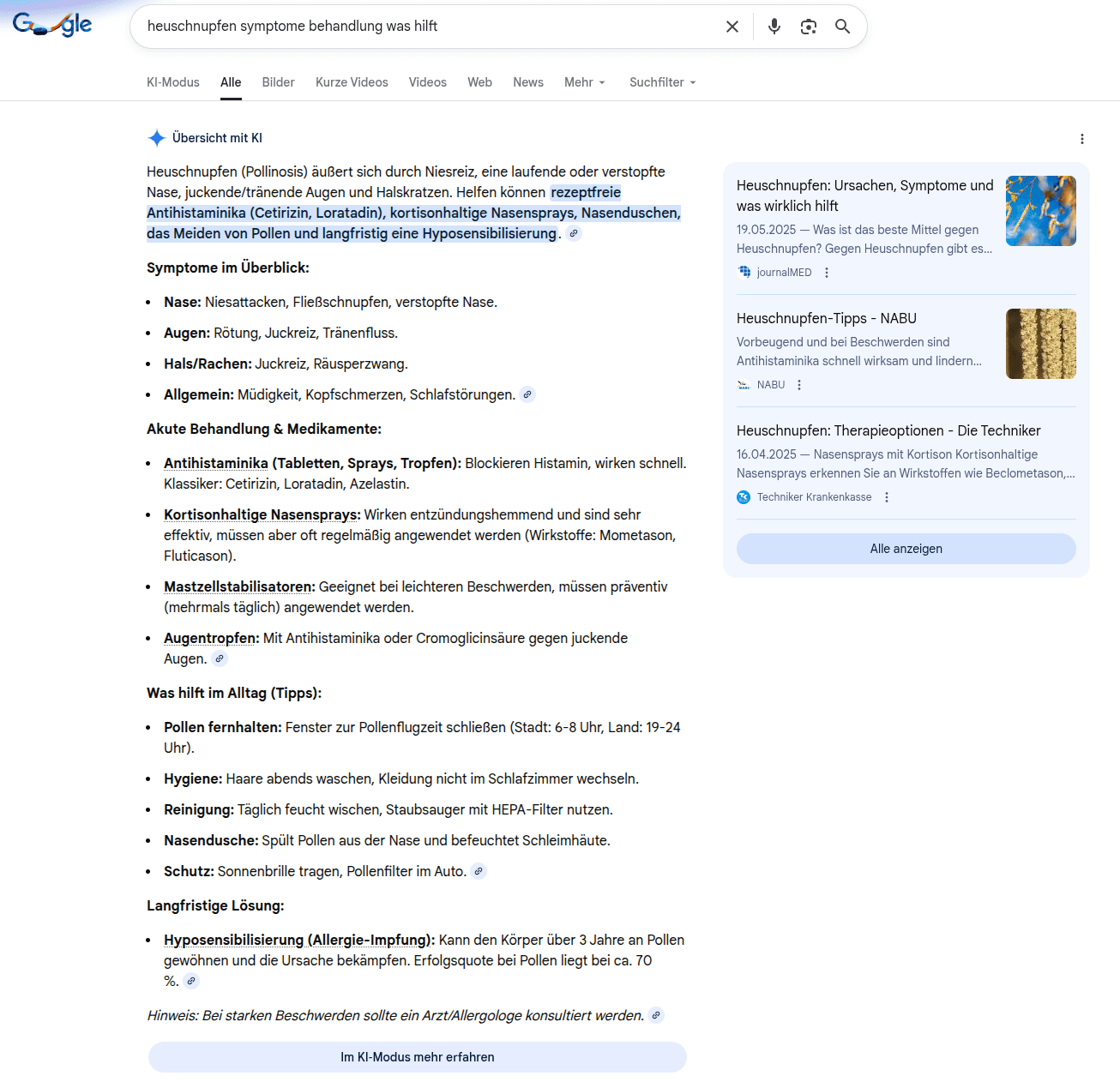 AI Overview Beispiel Healthcare