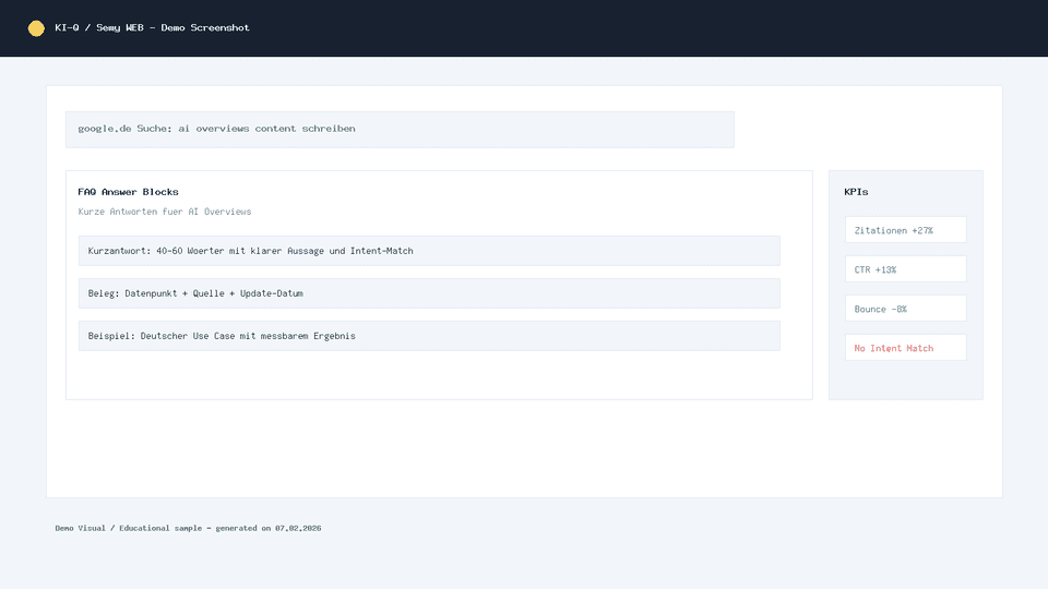 FAQ-Block mit kurzen Antworten für AI Overviews